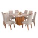 Mesa de Jantar 8 Lugares Malvinas com Vidro Mel/Marfim/Off White - Panorama Móveis