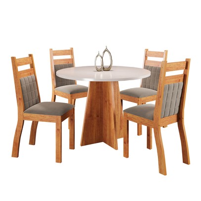 Mesa de Jantar 4 Lugares Senegal Mel/Blonde/Perola - Panorama Móveis