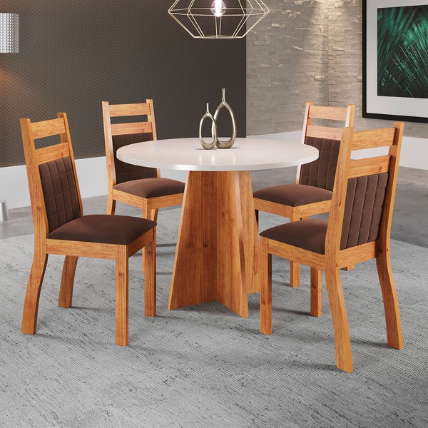 Mesa de Jantar 4 Lugares Senegal Mel/Blonde/Bombom - Panorama Móveis