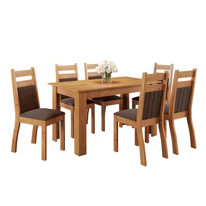 Mesa de Jantar 6 Lugares Luanda Mel/Bombom - Panorama Móveis