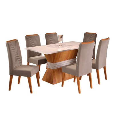 Mesa de Jantar 6 Lugares Pantheon Mel/Blonde/Pérola - Panorama Móveis