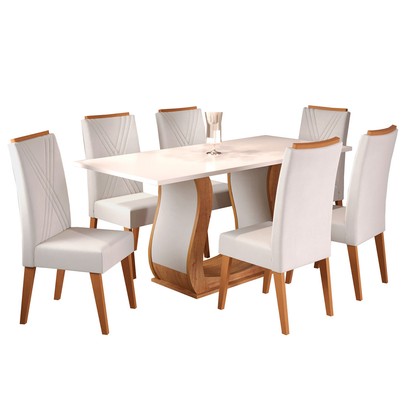 Mesa de Jantar 6 Lugares Camboja Mel/Blonde/Marfim - Panorama Móveis