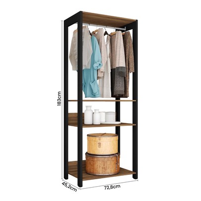 Closet Maceió 2 Prateleiras Louro Freijo/Preto - Caemmun