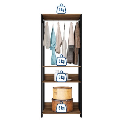 Closet Maceió 2 Prateleiras Louro Freijo/Preto - Caemmun