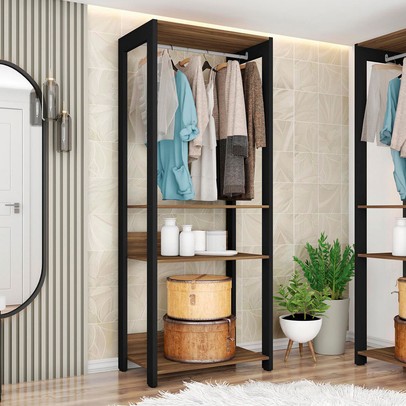 Closet Maceió 2 Prateleiras Louro Freijo/Preto - Caemmun