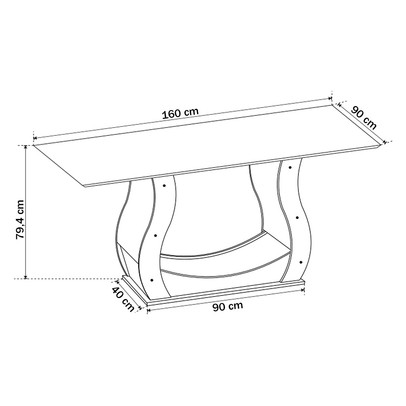 Mesa de Jantar 6 Lugares Arkansas com Vidro Mel/Grafite - Panorama Móveis