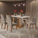 Mesa de Jantar 6 Lugares Arkansas com Vidro Mel/Pérola/Off White - Panorama Móveis