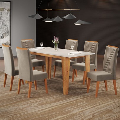 Mesa de Jantar 6 Lugares Maine Mel/Blonde/Pérola - Panorama Móveis