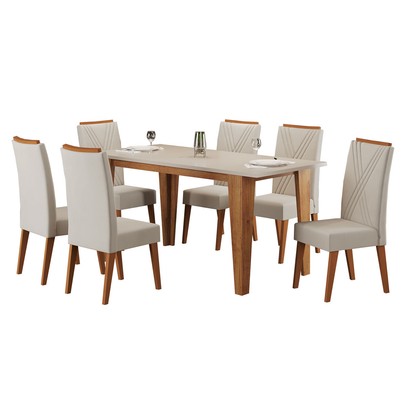 Mesa de Jantar 6 Lugares Maine Mel/Blonde/Marfim - Panorama Móveis