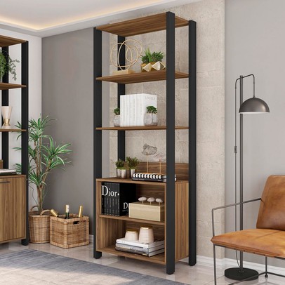 Estante para Livros Maceió 2 Prateleiras Louro Freijo/Preto - Caemmun