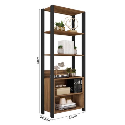 Estante para Livros Maceió 2 Prateleiras Louro Freijo/Preto - Caemmun