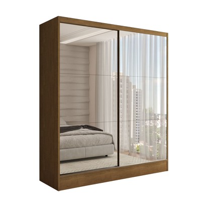 Guarda-Roupa Solteiro Swift 2 Portas 2 Gavetas com Espelho Cinamomo - Panorama Móveis