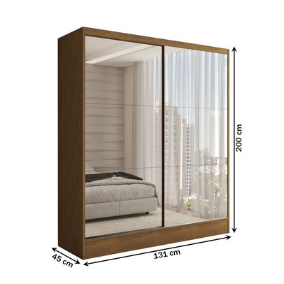 Guarda-Roupa Solteiro Swift 2 Portas 2 Gavetas com Espelho Cinamomo - Panorama Móveis