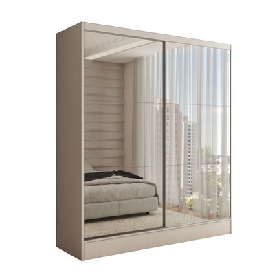 Guarda-Roupa Solteiro Swift 2 Portas 2 Gavetas com Espelho Branco - Panorama Móveis