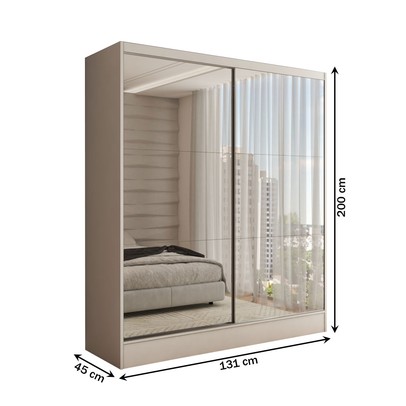 Guarda-Roupa Solteiro Swift 2 Portas 2 Gavetas com Espelho Branco - Panorama Móveis