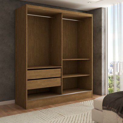Guarda-Roupa Solteiro Swift 2 Portas 2 Gavetas Cinamomo - Panorama Móveis