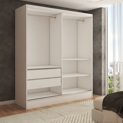 Guarda-Roupa Solteiro Swift 2 Portas 2 Gavetas Branco - Panorama Móveis