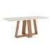Mesa de Madeira Lins com Vidro Canto Arredondado Nature/Off White Sc96 - Henn