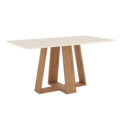Mesa de Madeira Lins Canto Reto Nature/Off White Sc94 - Henn