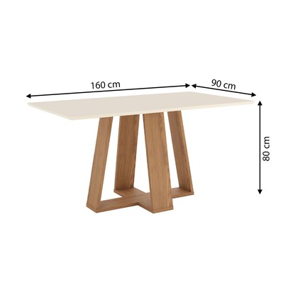 Mesa de Madeira Lins Canto Reto Nature/Off White Sc94 - Henn