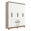 Guarda-Roupa Casal 6 Portas 3 Gavetas Wood/Branco - Decibal