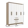 Guarda-Roupa Casal 6 Portas 3 Gavetas Wood/Branco - Decibal