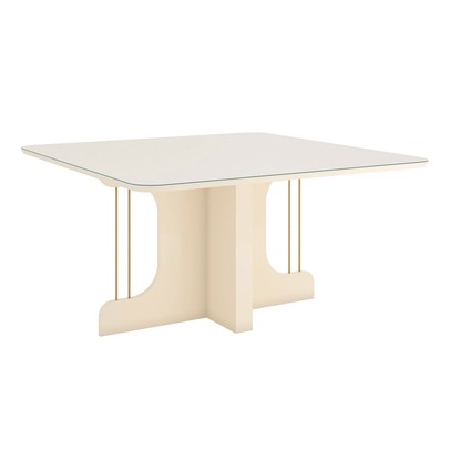 Mesa de Madeira Mavi com Vidro Canto Arredondado Off White Sc102 - Henn