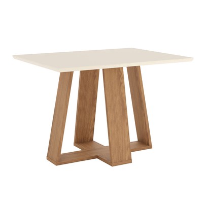 Mesa de Madeira Lins Canto Reto Nature/Off White - Henn