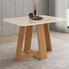 Mesa de Madeira Lins com Vidro Canto Arredondado Nature/Off White - Henn