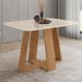 Mesa de Madeira Lins com Vidro Canto Arredondado Nature/Off White - Henn