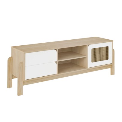 Rack para TV Até 65 Polegadas Trend 1 Porta 2 Gavetas Naturale/Branco - Artely