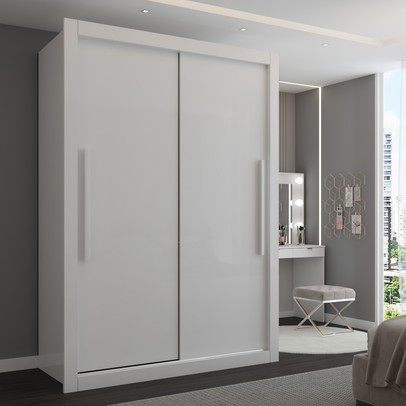 Guarda-Roupa Solteiro Cardiff 2 Portas 2 Gavetas Branco - Panorama Móveis