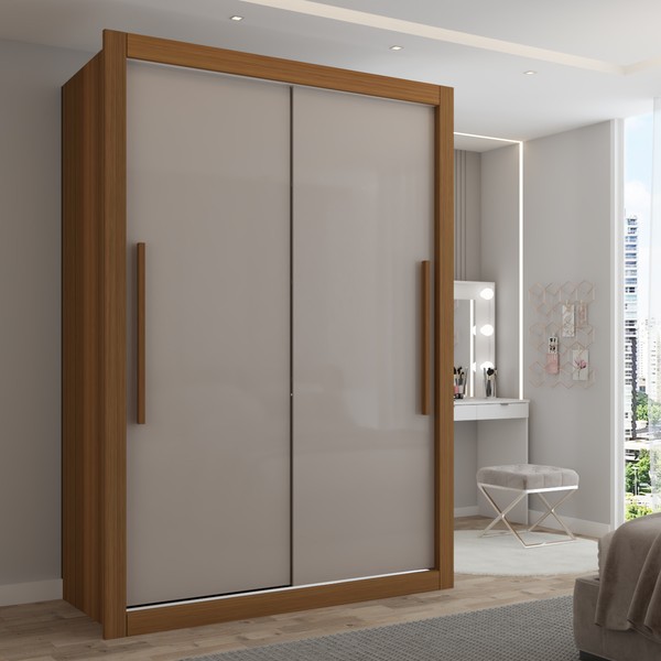 Guarda-Roupa Solteiro Cardiff 2 Portas 2 Gavetas Cinamomo/Off White - Panorama Móveis