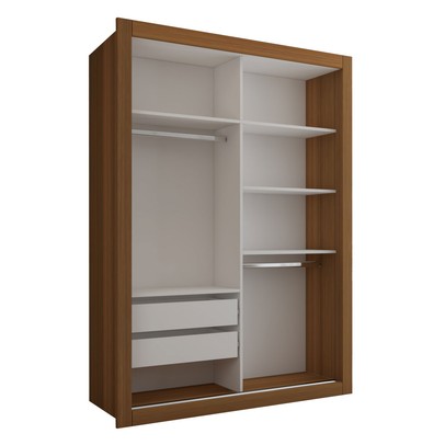 Guarda-Roupa Solteiro Cardiff 2 Portas 2 Gavetas Cinamomo/Off White - Panorama Móveis