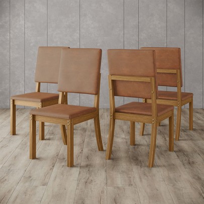 Cadeiras Kit 4 Cadeiras Milla Plus Nature/Corano/Caramelo - Henn