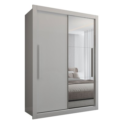 Guarda-Roupa Solteiro Cardiff 2 Portas 2 Gavetas com Espelho Branco - Panorama Móveis