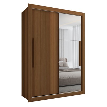 Guarda-Roupa Solteiro Cardiff 2 Portas 2 Gavetas com Espelho Cinamomo - Panorama Móveis