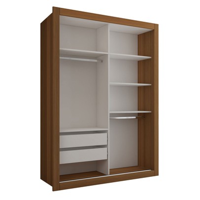 Guarda-Roupa Solteiro Cardiff 2 Portas 2 Gavetas com Espelho Cinamomo - Panorama Móveis