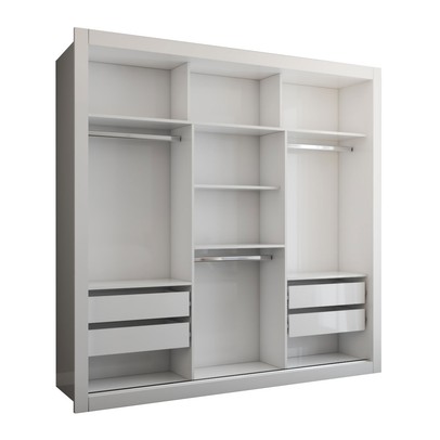 Guarda-Roupa Casal Cardiff 3 Portas 4 Gavetas com Espelho Branco - Panorama Móveis