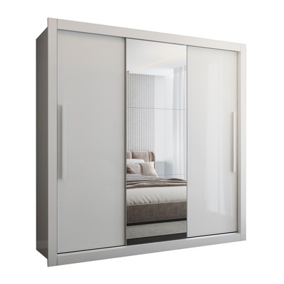 Guarda-Roupa Casal Cardiff 3 Portas 4 Gavetas com Espelho Branco - Panorama Móveis