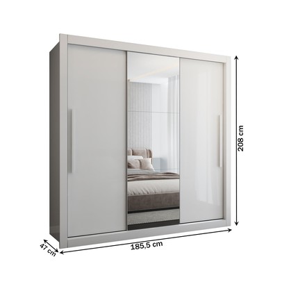 Guarda-Roupa Casal Cardiff 3 Portas 4 Gavetas com Espelho Branco - Panorama Móveis
