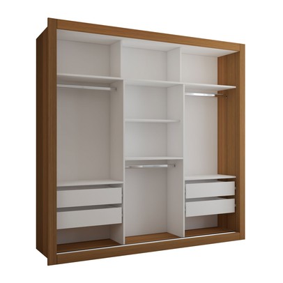 Guarda-Roupa Casal Cardiff 3 Portas 4 Gavetas com Espelho Cinamomo - Panorama Móveis