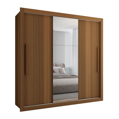 Guarda-Roupa Casal Cardiff 3 Portas 4 Gavetas com Espelho Cinamomo - Panorama Móveis