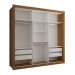 Guarda-Roupa Casal Cardiff 3 Portas 4 Gavetas com Espelho Cinamomo/Off White - Panorama Móveis