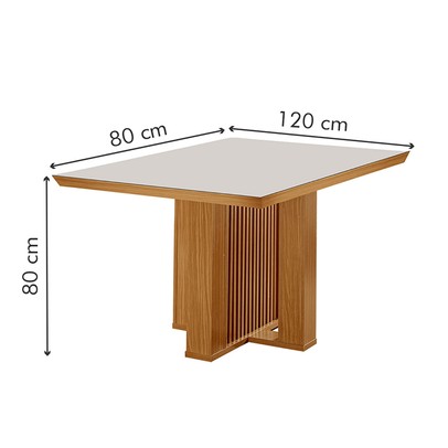 Mesa de Jantar 4 Lugares Kiev com Vidro Cinamomo/Suede Creme - Panorama Móveis