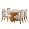 Mesa de Jantar 4 Lugares Kiev com Vidro Cinamomo/Suede Creme - Panorama Móveis