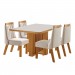 Mesa de Jantar 4 Lugares Kiev com Vidro Cinamomo/Suede Creme - Panorama Móveis