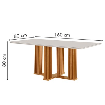 Mesa de Jantar 6 Lugares Antuérpia com Vidro Cinamomo/Linho Bege - Panorama Móveis