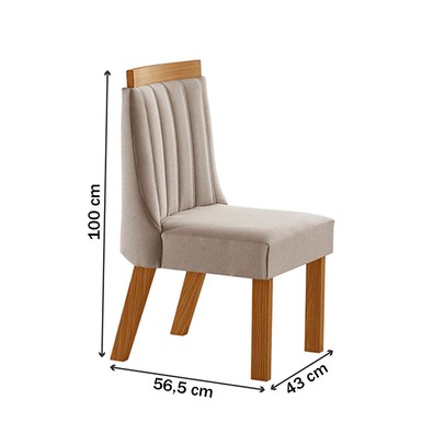 Mesa de Jantar 6 Lugares Kiev com Vidro Cinamomo/Linho Bege - Panorama Móveis