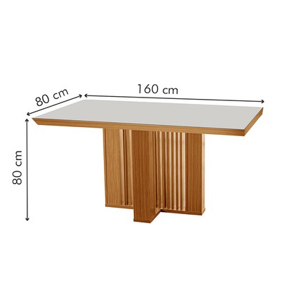 Mesa de Jantar 6 Lugares Kiev com Vidro Cinamomo/Linho Bege - Panorama Móveis